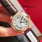 Cartier 28.6*9.35MM Quartz Movement 18K Gold Crocodile Leather Bracelet Rose Gold Bezel Watch